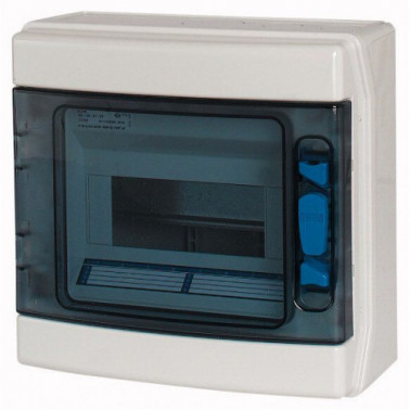 Coffret 1 rangée 8 modules, avec barrette N/PE, porte transparente KLO0000174196  Coffret électrique et distribution