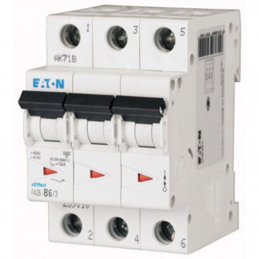 Disjoncteur FAZ6, 25A, 3P, 6kA (EN 60898) 10kA (IEC/EN 60947-2), courbe C KLO0000239150  Disjoncteur à vis Eaton