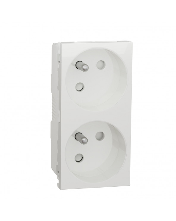 Unica prise double 2P+T FR 45° Blanc SCHNU306918 Schneider Electric Prises et interrupteurs