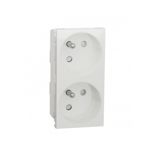 Unica prise double 2P+T FR 45° Blanc SCHNU306918 Schneider Electric Prises et interrupteurs