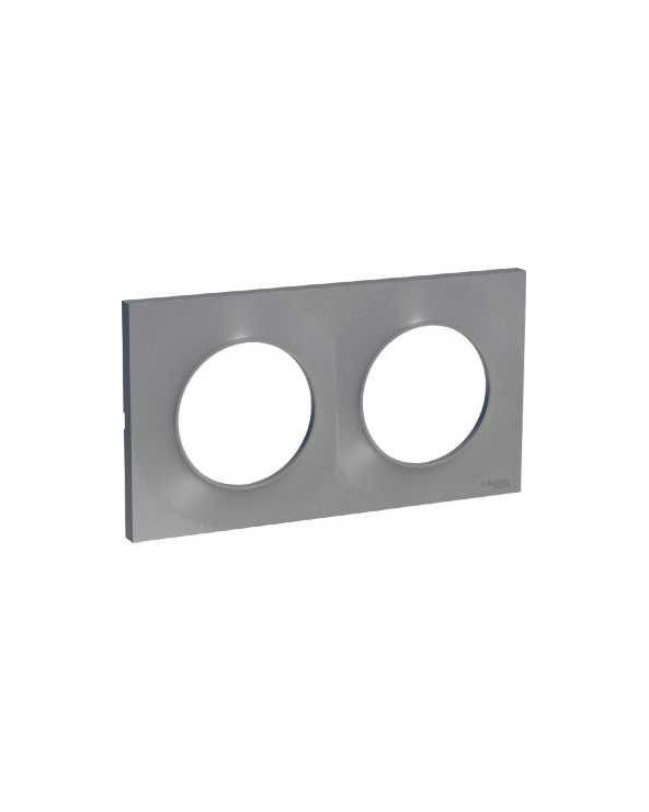 Odace Styl - plaque 2 postes horizontaux ou verticaux entraxe 71mm aluminium SCHS520704E  Plaque de finition Odace