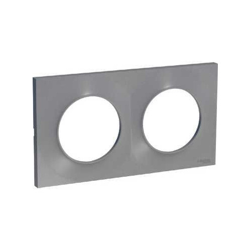 Odace Styl - plaque 2 postes horizontaux ou verticaux entraxe 71mm aluminium SCHS520704E  Plaque de finition Odace