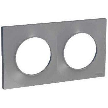 Odace Styl - plaque 2 postes horizontaux ou verticaux entraxe 71mm aluminium SCHS520704E  Plaque de finition Odace