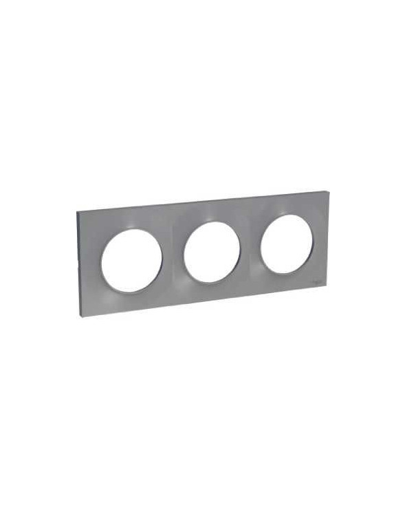 Odace Styl - plaque 3 postes horizontaux ou verticaux entraxe 71mm aluminium SCHS520706E  Plaque de finition Odace