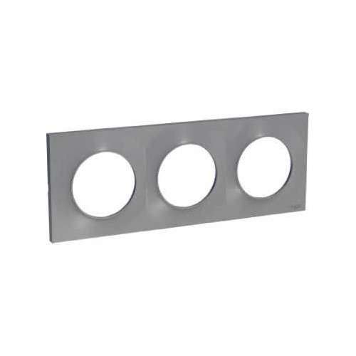 Odace Styl - plaque 3 postes horizontaux ou verticaux entraxe 71mm aluminium SCHS520706E  Plaque de finition Odace