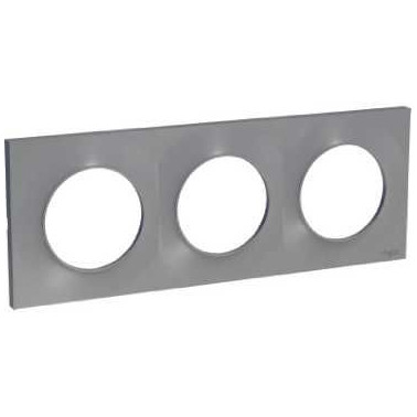 Odace Styl - plaque 3 postes horizontaux ou verticaux entraxe 71mm aluminium SCHS520706E  Plaque de finition Odace