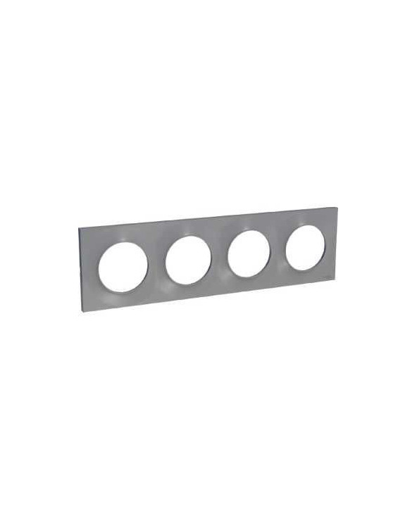 Odace Styl - plaque 4 postes horizontaux ou verticaux entraxe 71mm aluminium SCHS520708E  Plaque de finition Odace