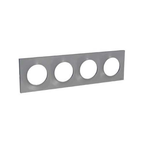 Odace Styl - plaque 4 postes horizontaux ou verticaux entraxe 71mm aluminium SCHS520708E  Plaque de finition Odace