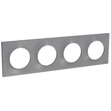 Odace Styl - plaque 4 postes horizontaux ou verticaux entraxe 71mm aluminium SCHS520708E  Plaque de finition Odace