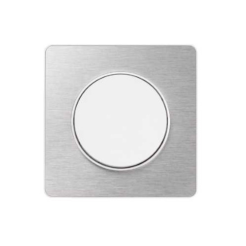 Odace Touch - plaque 1 poste aluminium brossé avec liseré blanc SCHS520802J  Plaque de finition Odace