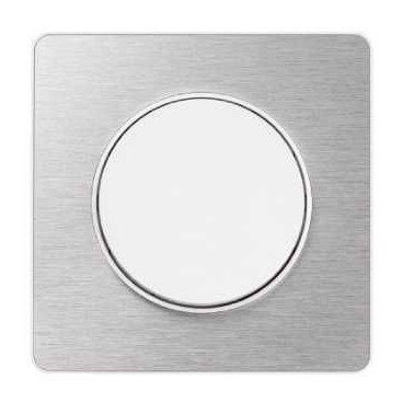 Odace Touch - plaque 1 poste aluminium brossé avec liseré blanc SCHS520802J  Plaque de finition Odace