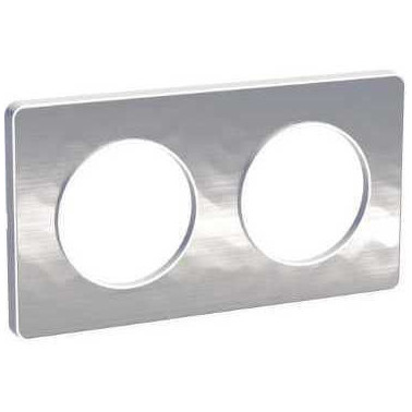 Odace Touch - plaque aluminium martelé liseré - blanc 2 postes horiz./vert. 71mm SCHS520804K  Plaque de finition Odace