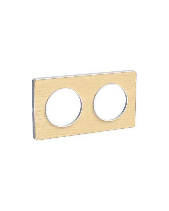 Odace Touch - plaque 2 postes horiz/vert 71mm bois nordique avec liseré blanc SCHS520804M  Plaque de finition Odace