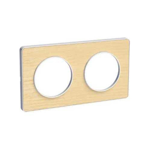 Odace Touch - plaque 2 postes horiz/vert 71mm bois nordique avec liseré blanc SCHS520804M  Plaque de finition Odace