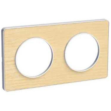 Odace Touch - plaque 2 postes horiz/vert 71mm bois nordique avec liseré blanc SCHS520804M  Plaque de finition Odace