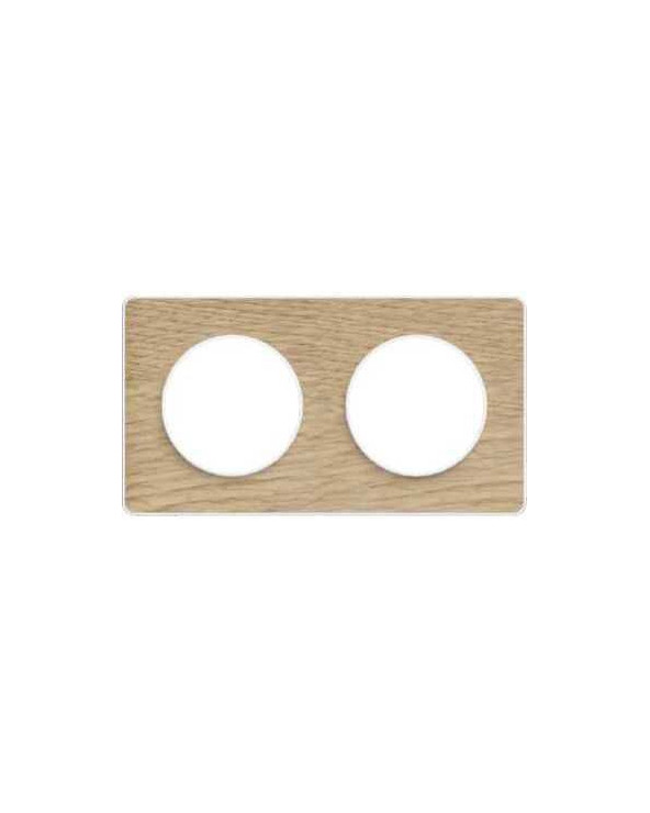 Odace Touch - plaque 2 postes horiz/vert 71mm bois naturel avec liseré blanc SCHS520804N  Plaque de finition Odace