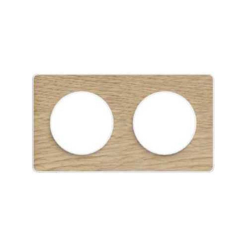 Odace Touch - plaque 2 postes horiz/vert 71mm bois naturel avec liseré blanc SCHS520804N  Plaque de finition Odace