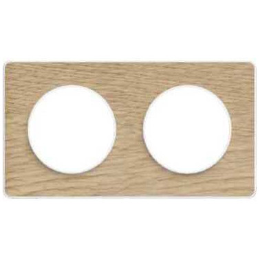Odace Touch - plaque 2 postes horiz/vert 71mm bois naturel avec liseré blanc SCHS520804N  Plaque de finition Odace
