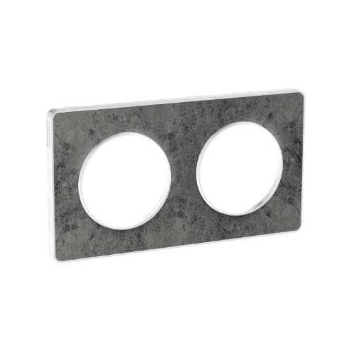 Odace Touch - plaque 2 postes horiz/vert 71mm pierre galet avec liseré blanc SCHS520804U  Plaque de finition Odace