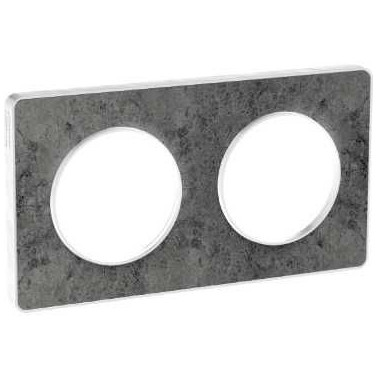 Odace Touch - plaque 2 postes horiz/vert 71mm pierre galet avec liseré blanc SCHS520804U  Plaque de finition Odace
