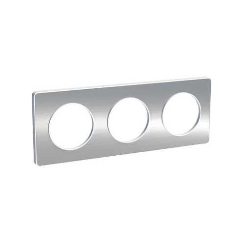 Odace Touch - plaque 3 postes horiz/vert 71mm aluminium brossé avec liseré blanc SCHS520806J  Plaque de finition Odace
