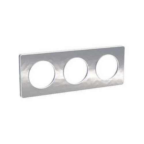 Odace Touch - plaque aluminium martelé liseré - blanc 3 postes horiz./vert. 71mm SCHS520806K  Plaque de finition Odace