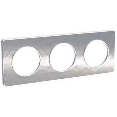 Odace Touch - plaque aluminium martelé liseré - blanc 3 postes horiz./vert. 71mm SCHS520806K  Plaque de finition Odace
