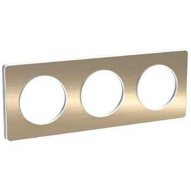 Odace Touch - plaque 3 postes horiz/vert 71mm bronze brossé avec liseré blanc SCHS520806L  Plaque de finition Odace
