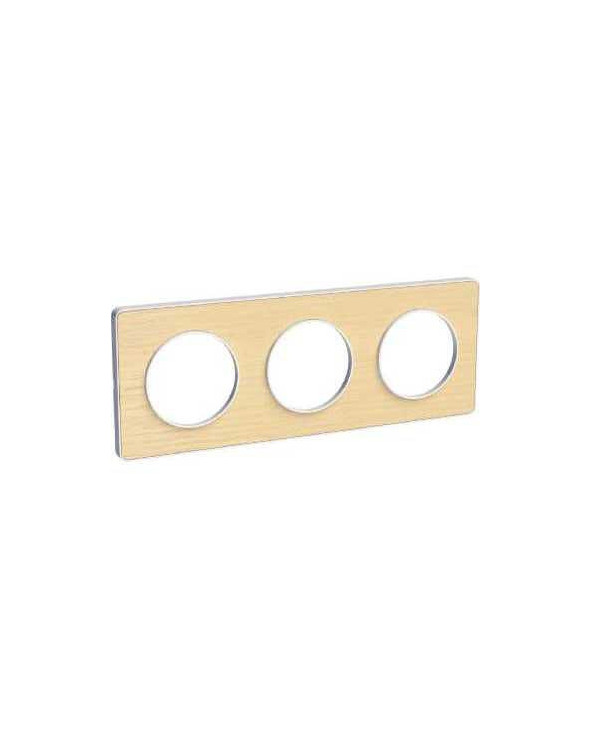 Odace Touch - plaque 3 postes horiz/vert 71mm bois nordique avec liseré blanc SCHS520806M  Plaque de finition Odace