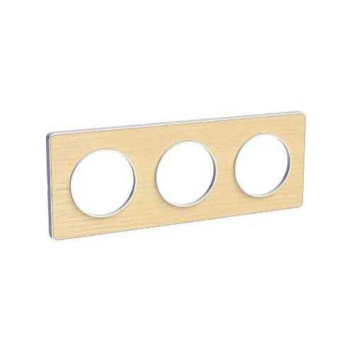 Odace Touch - plaque 3 postes horiz/vert 71mm bois nordique avec liseré blanc SCHS520806M  Plaque de finition Odace