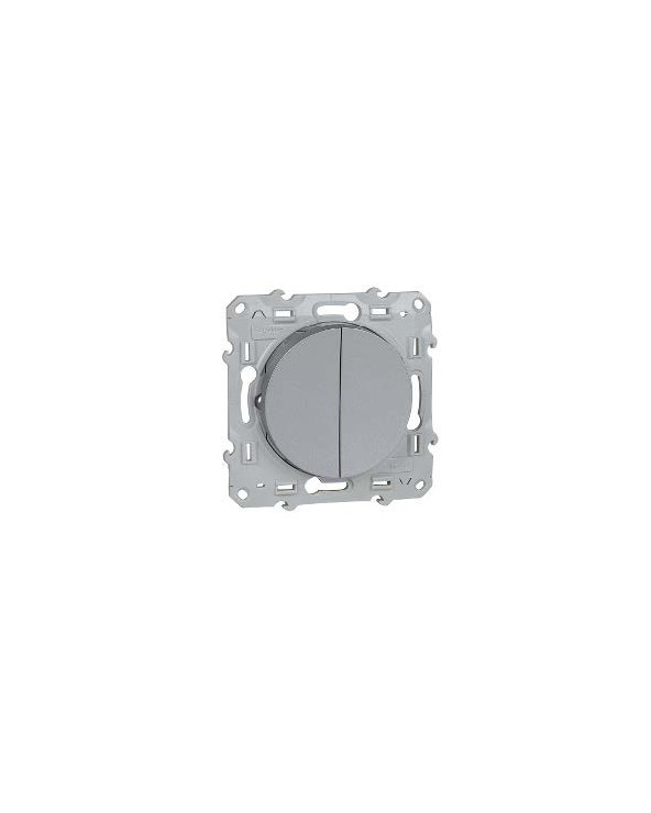 Odace - double va-et-vient - aluminium - connexion rapide SCHS530214  Plaque de finition Odace