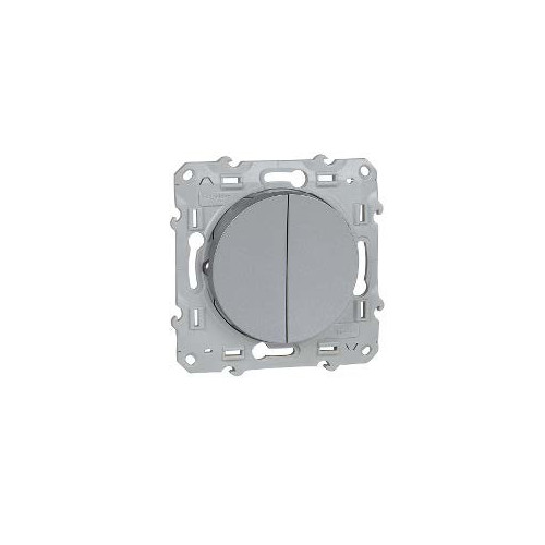 Odace - double va-et-vient - aluminium - connexion rapide SCHS530214  Plaque de finition Odace