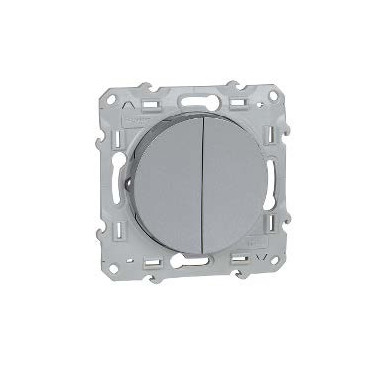 Odace - double va-et-vient - aluminium - connexion rapide SCHS530214  Plaque de finition Odace