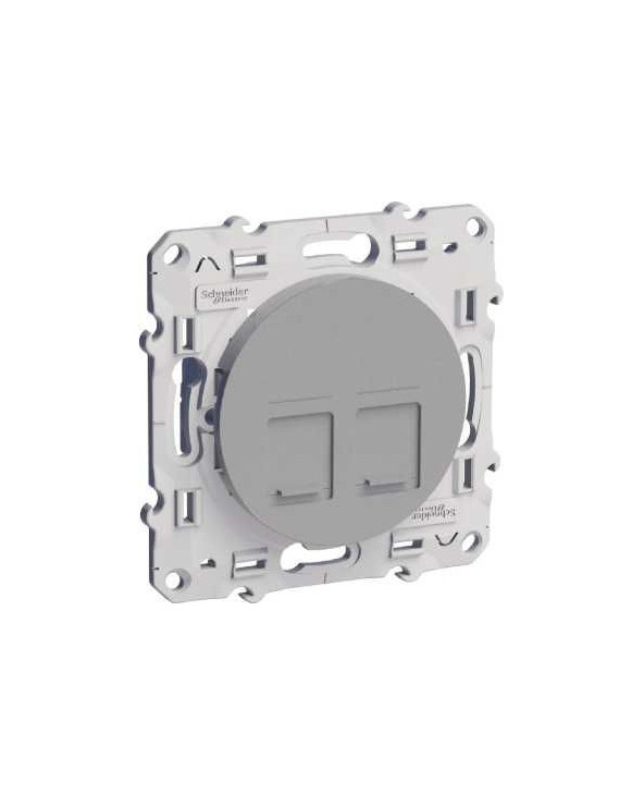 Odace - prise double RJ45 - aluminium - grade 3 (multimédia) cat. 6 STP SCHS530486  Plaque de finition Odace