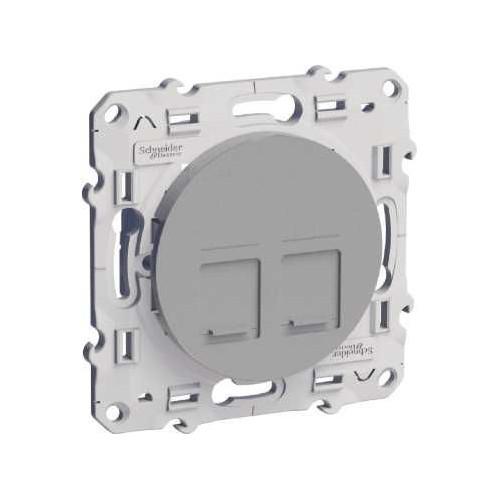 Odace - prise double RJ45 - aluminium - grade 3 (multimédia) cat. 6 STP SCHS530486  Plaque de finition Odace