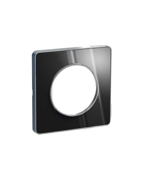 Odace Touch - plaque aluminium brillant fumé avec liseré alu - 1 poste SCHS530802K1  Plaque de finition Odace
