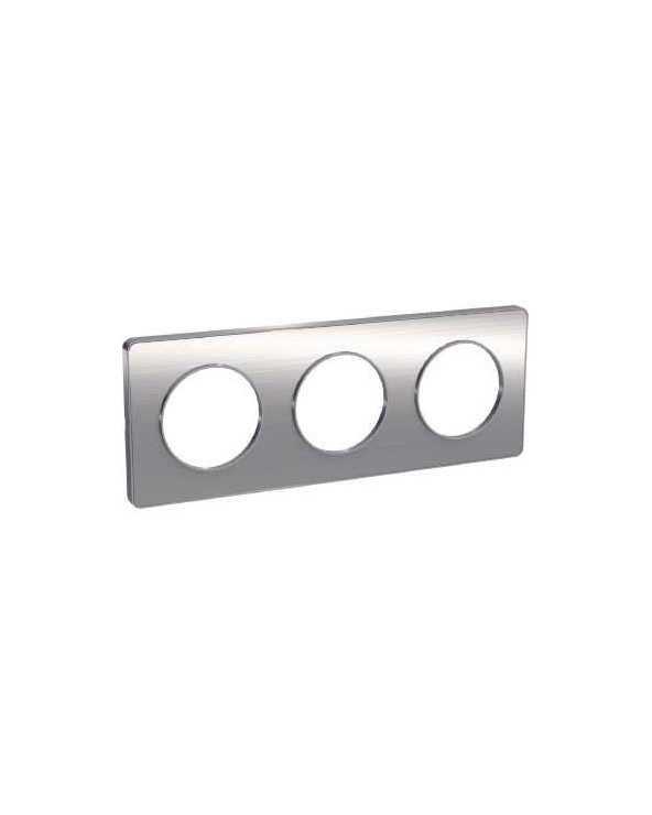 Odace Touch - plaque 3 postes horiz/vert 71mm aluminium brossé avec liseré alu SCHS530806J  Plaque de finition Odace