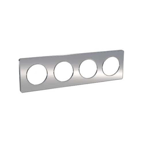 Odace Touch - plaque 4 postes horiz/vert 71mm aluminium brossé avec liseré alu SCHS530808J  Plaque de finition Odace