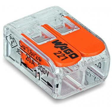Borne WAGO 221 Mini 2x4mm² à leviers souple & rigide WAG221-412  Wago,dominos