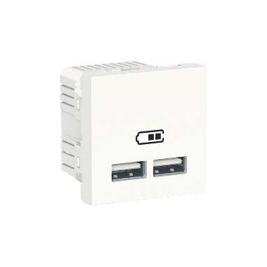 Unica - chargeur USB double - 5Vcc - 1A + 2,1A - 2 modules - Blanc - méca seul SCHNU341818  Mécanisme Unica