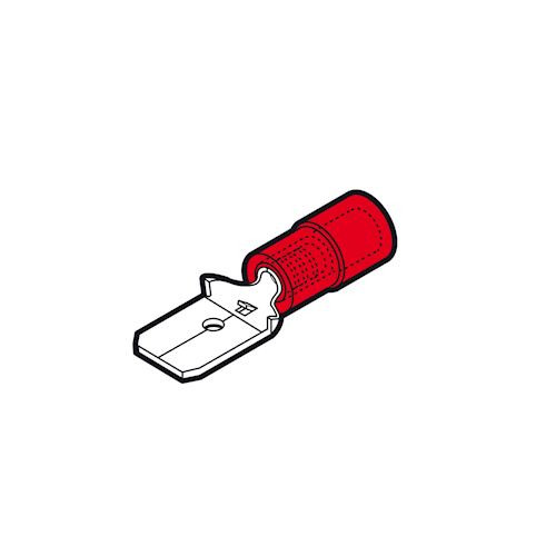 Clip partiellement isolé mâle rouge (0,25 à 1,5 mm²) 6,3x0,8mm 100 pièces CEMRFM608  Fils,câble,conduit et connectique
