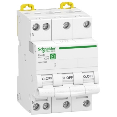 XP 20A 3PH+N courbe C peignable Disjoncteur à vis Tétrapolaire SCHR9PFC720 Schneider Electric Tableau électrique