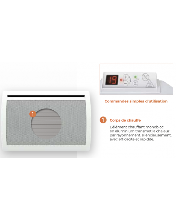 Quartéa-D 1000W blanc rayonnant horizontal APLM125113  Chauffage et radiateur