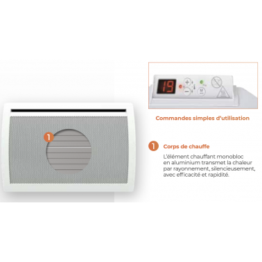 Quartéa-D 1000W blanc rayonnant horizontal APLM125113  Chauffage et radiateur