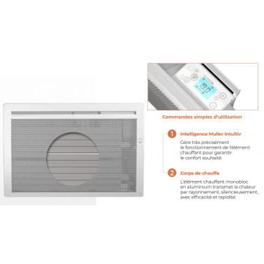 Quartéa Intelligent 2000W rayonnant horizontal blanc APLM126117  Chauffage et radiateur