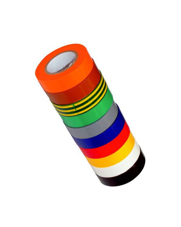 Lot de 10 rubans adhésifs isolant en pvc d'usage courant. dimension 15mm x 10 m KLKRISP  Outillage et pile