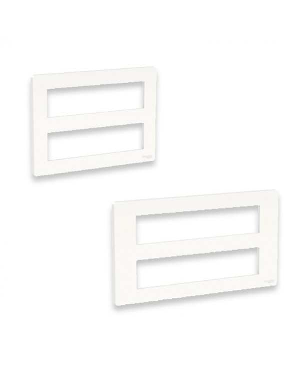 Unica - support fixation +plaque finition boîte concent 2 rang 8 mod - Blanc ant SCHNU021820  Prises et interrupteurs