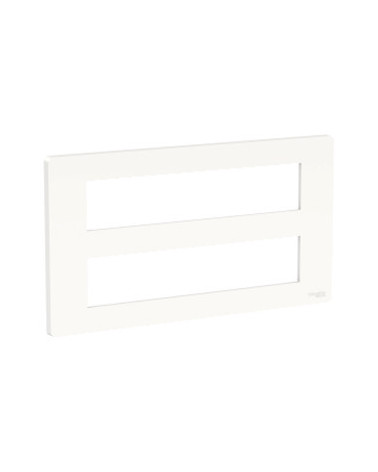 Unica - support fixation +plaque finition boîte concent 2 rang 8 mod - Blanc ant SCHNU021820  Accessoires Unica