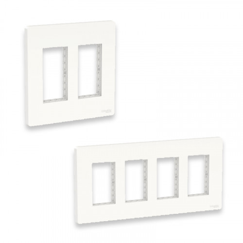 Unica - support + plaque boîte concentration - 2 col de 4 mod - Blanc SCHNU022418  Accessoires Unica