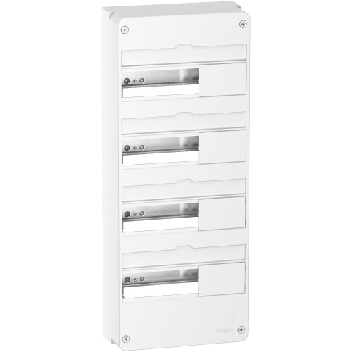 Resi9 Coffret en saillie Blanc 4 rangées 13 modules SCHR9H13404  Coffret électrique et distribution